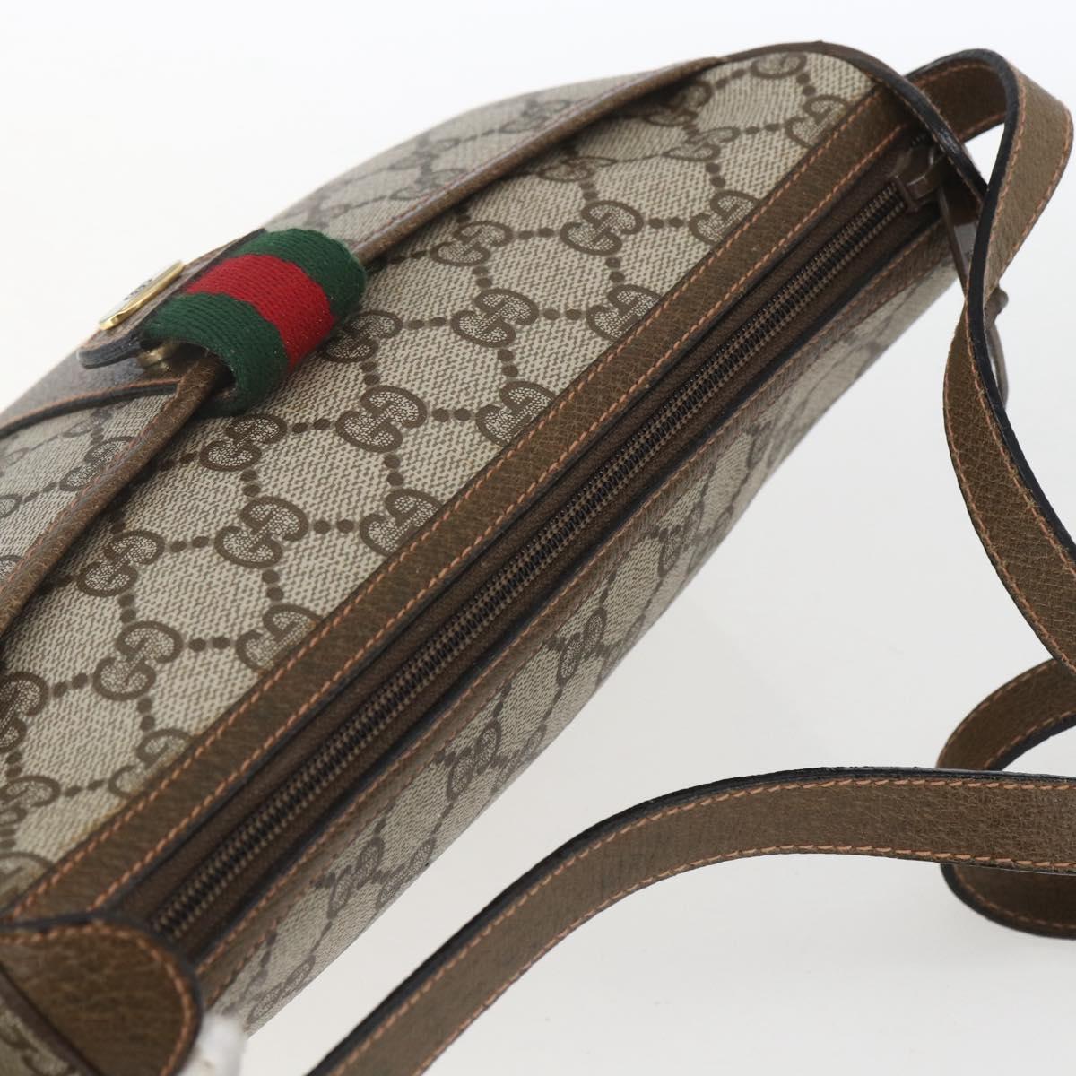 GUCCI GG Supreme Web Sherry Line Bag PVC Beige Gold 89 02 034 Auth 168543