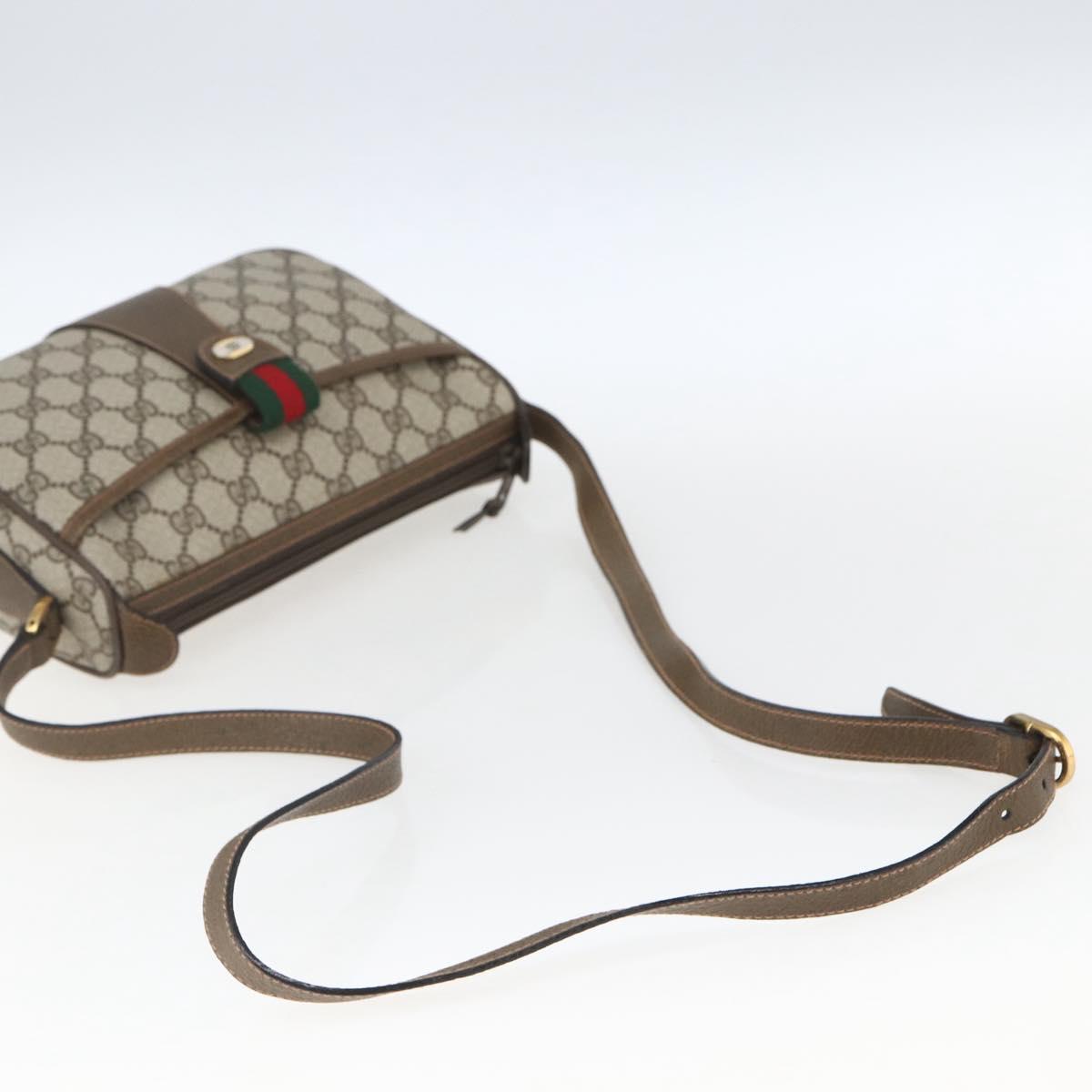 GUCCI GG Supreme Web Sherry Line Bag PVC Beige Gold 89 02 034 Auth 168543