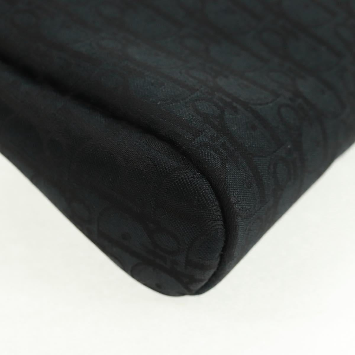 Christian Dior Trotter Canvas Pouch Black Gold Auth 168552