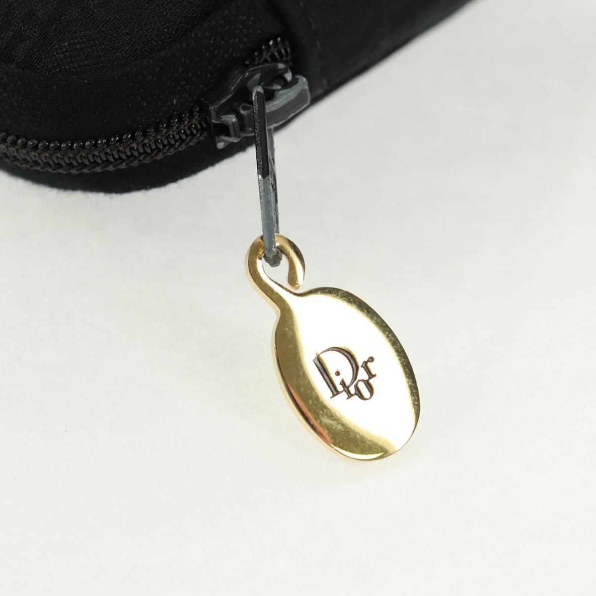 Christian Dior Trotter Canvas Pouch Black Gold Auth 168552