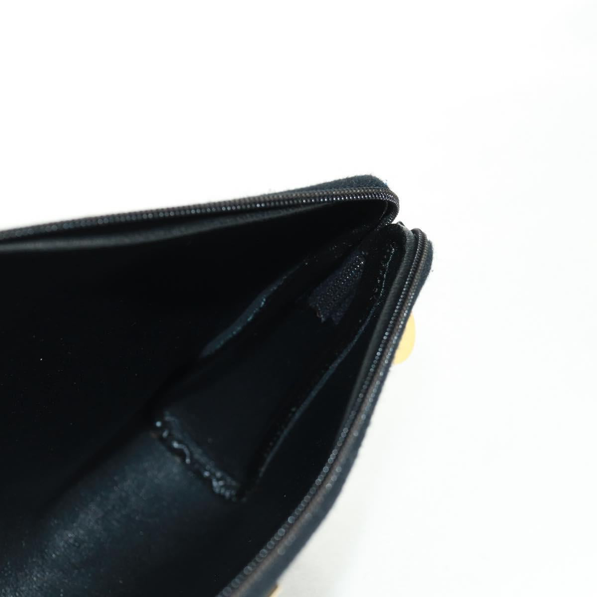 Christian Dior Trotter Canvas Pouch Black Gold Auth 168552