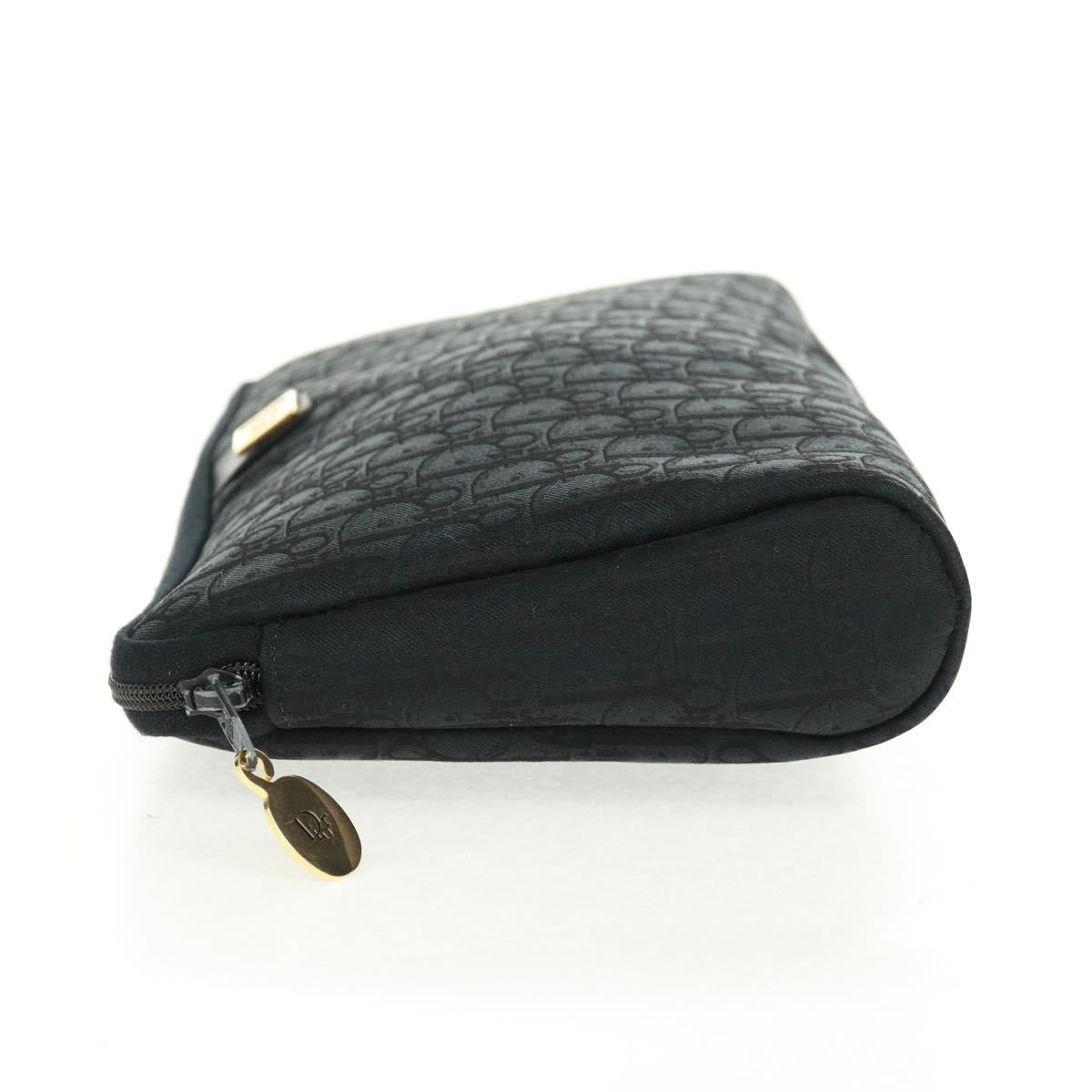 Christian Dior Trotter Canvas Pouch Black Gold Auth 168552