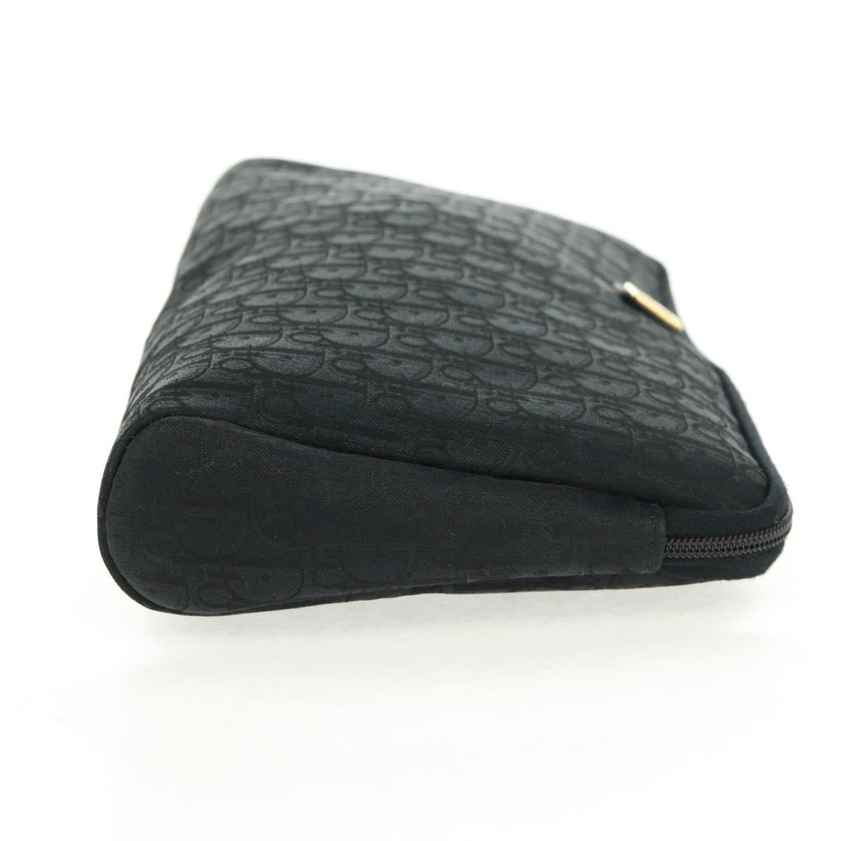 Christian Dior Trotter Canvas Pouch Black Gold Auth 168552