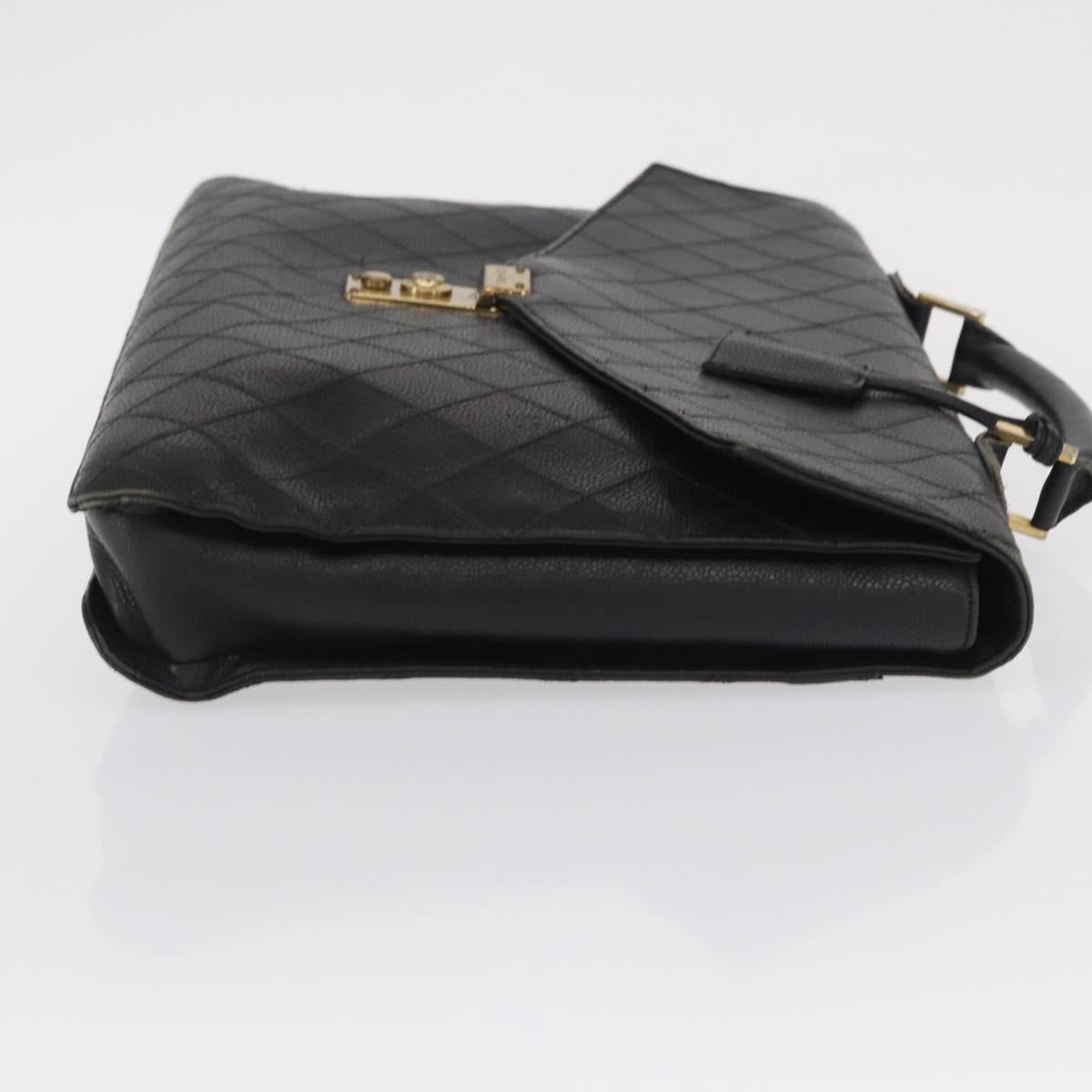 CHANEL Bicolore Business Bag Caviar Skin Black Gold CC Auth 168561