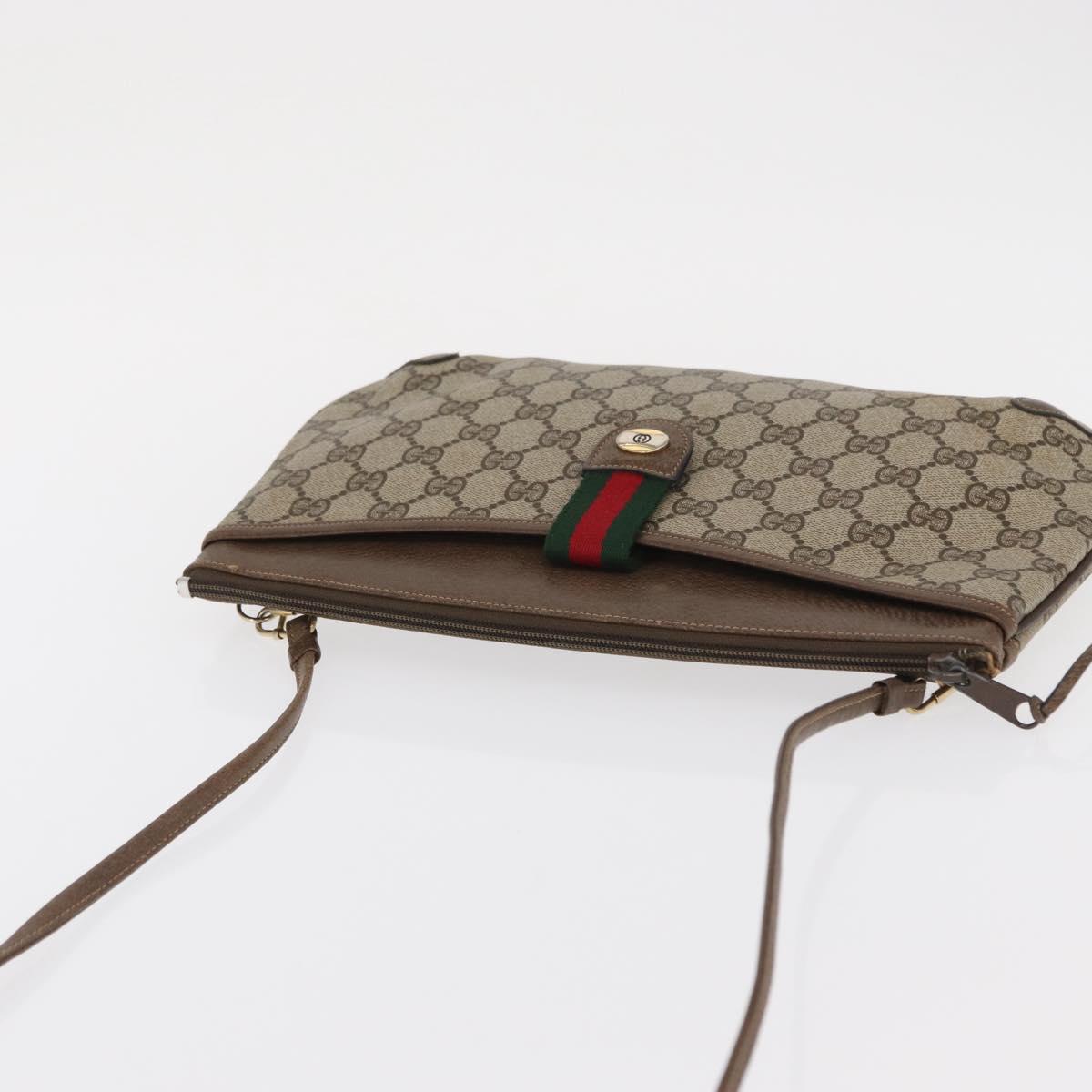 GUCCI GG Supreme Web Sherry Line Shoulder Bag PVC Beige 904 02 026 Auth 168565