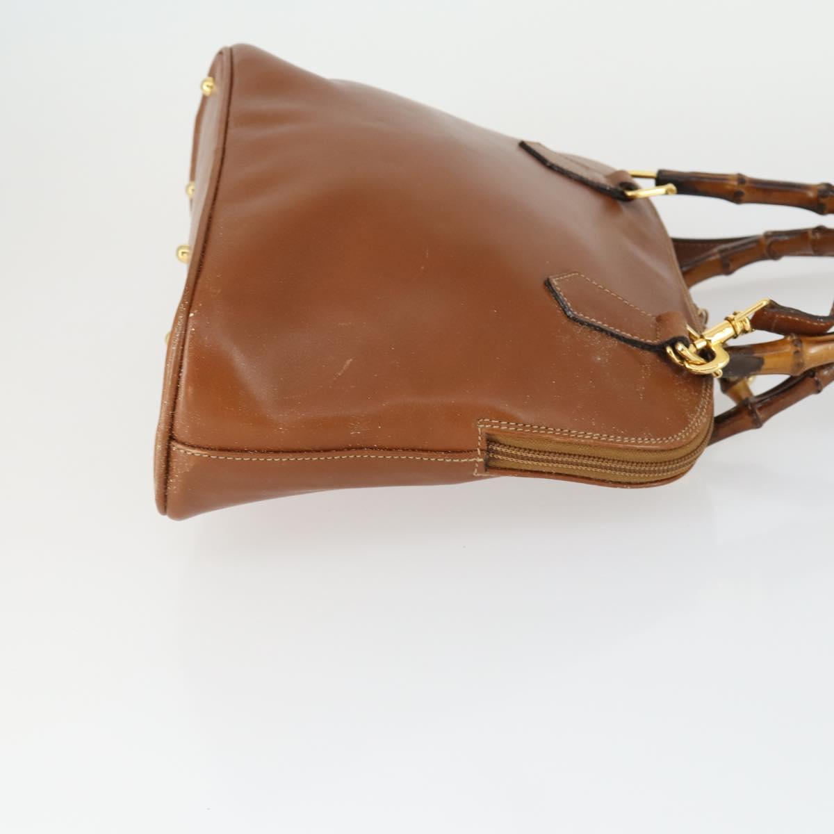 GUCCI Bamboo Hand Bag Leather 2way Brown Gold 000 122 0290 Auth 168572