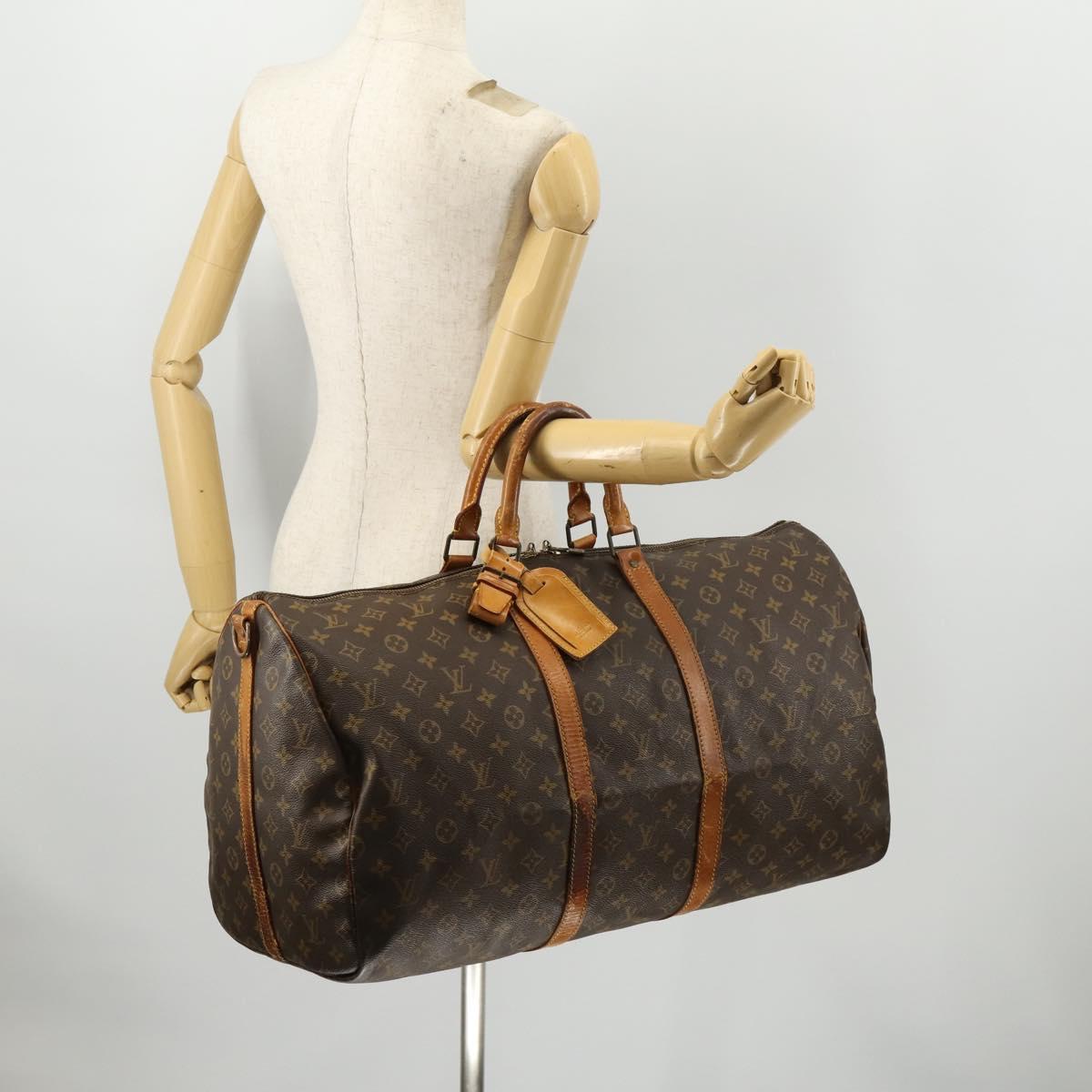 LOUIS VUITTON Monogram Keepall Bandouliere 55 Boston Bag M41414 LV Auth 168573