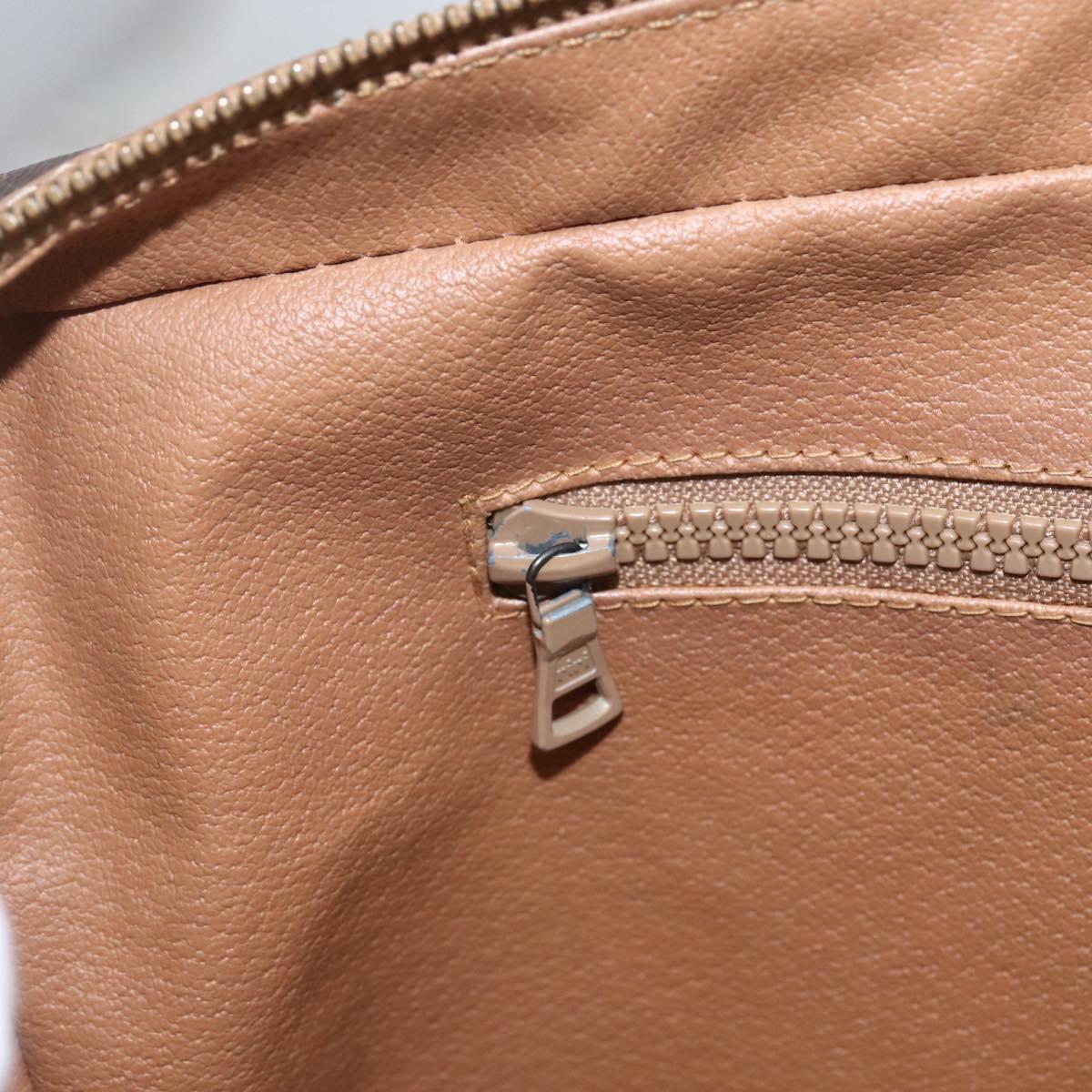 CELINE Macadam Canvas Business Bag PVC Leather Brown Gold Auth 168602