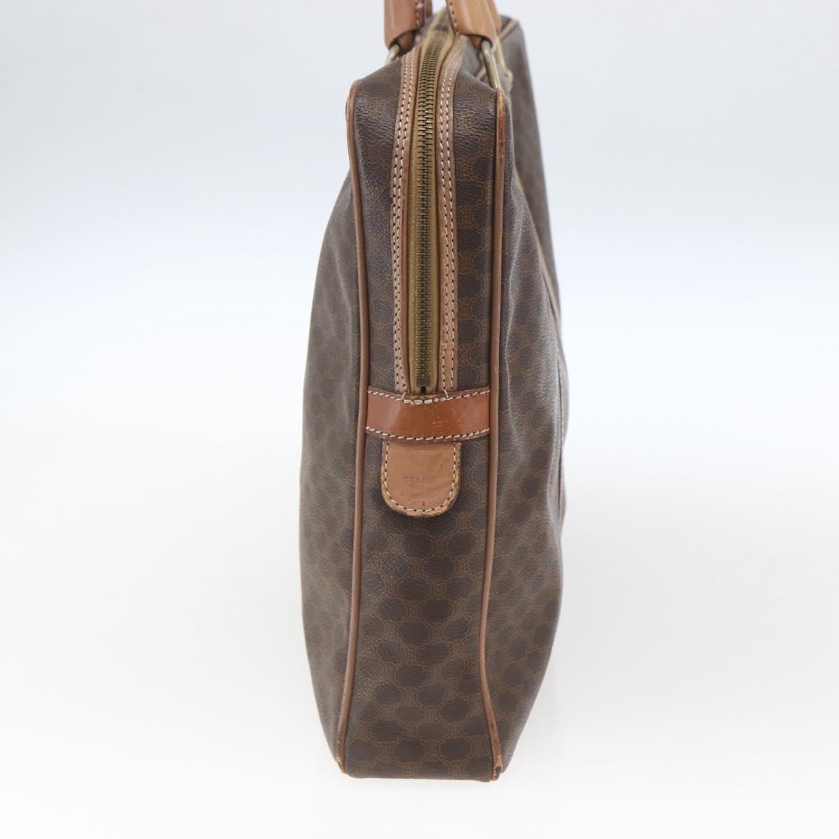 CELINE Macadam Canvas Business Bag PVC Leather Brown Gold Auth 168602
