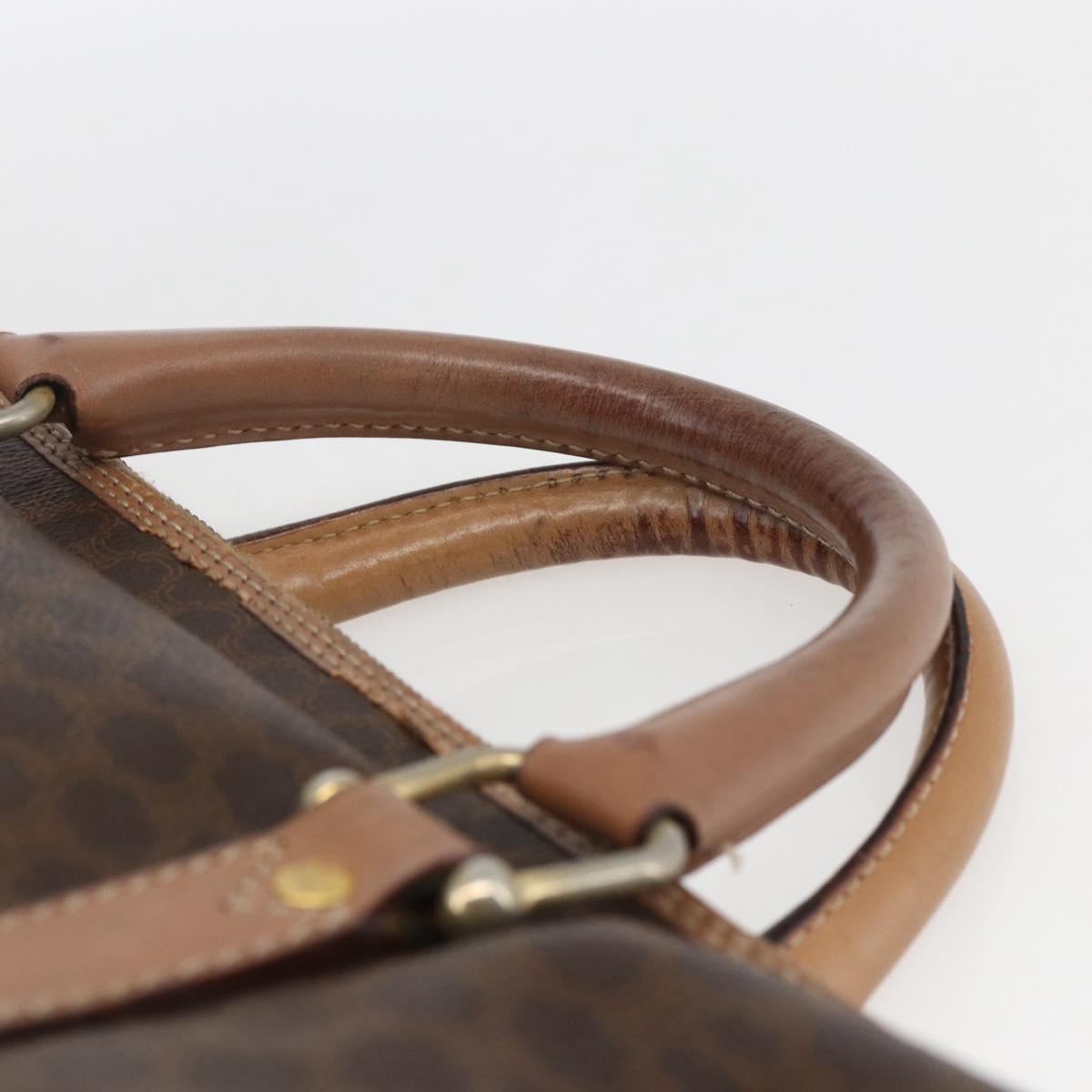 CELINE Macadam Canvas Business Bag PVC Leather Brown Gold Auth 168602