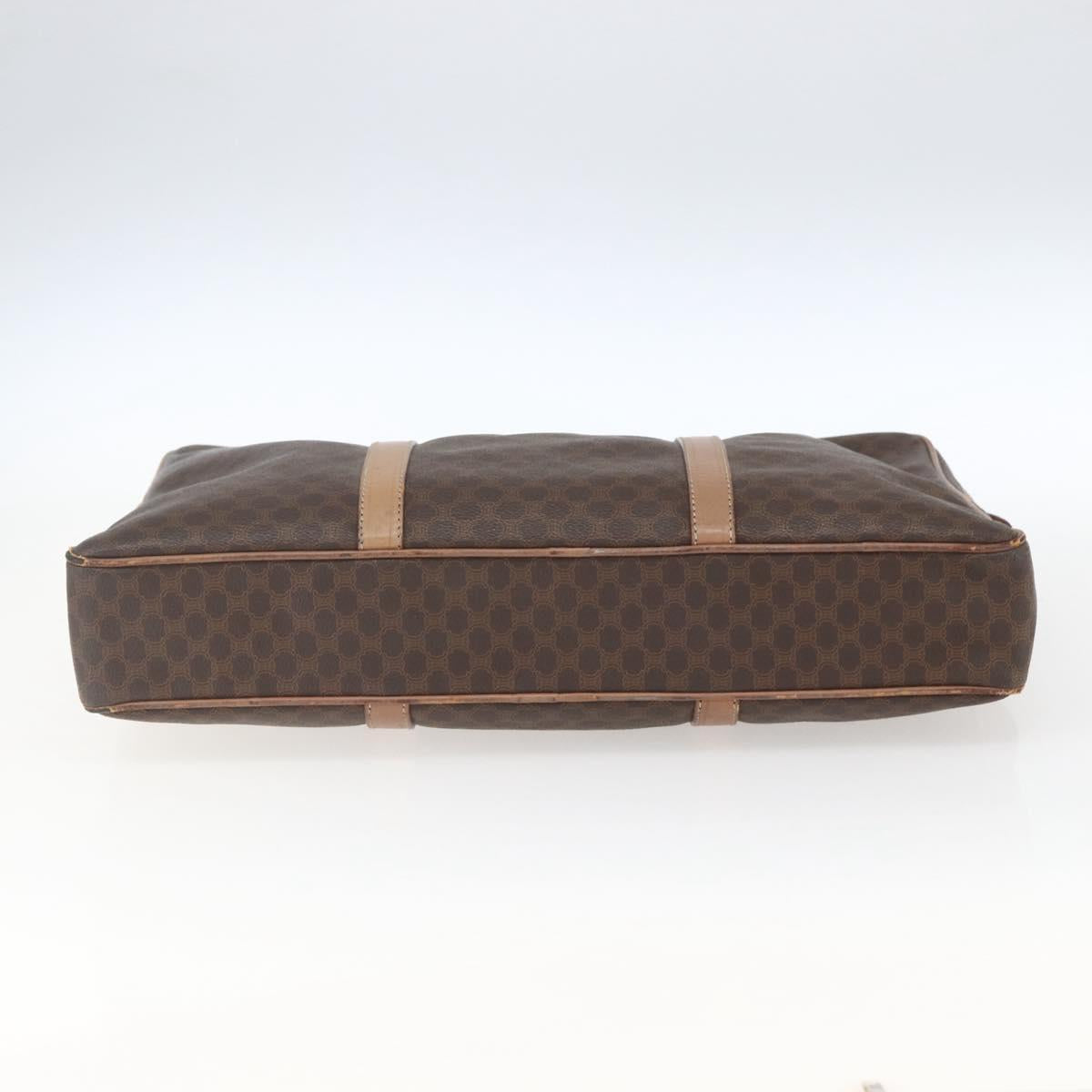 CELINE Macadam Canvas Business Bag PVC Leather Brown Gold Auth 168602