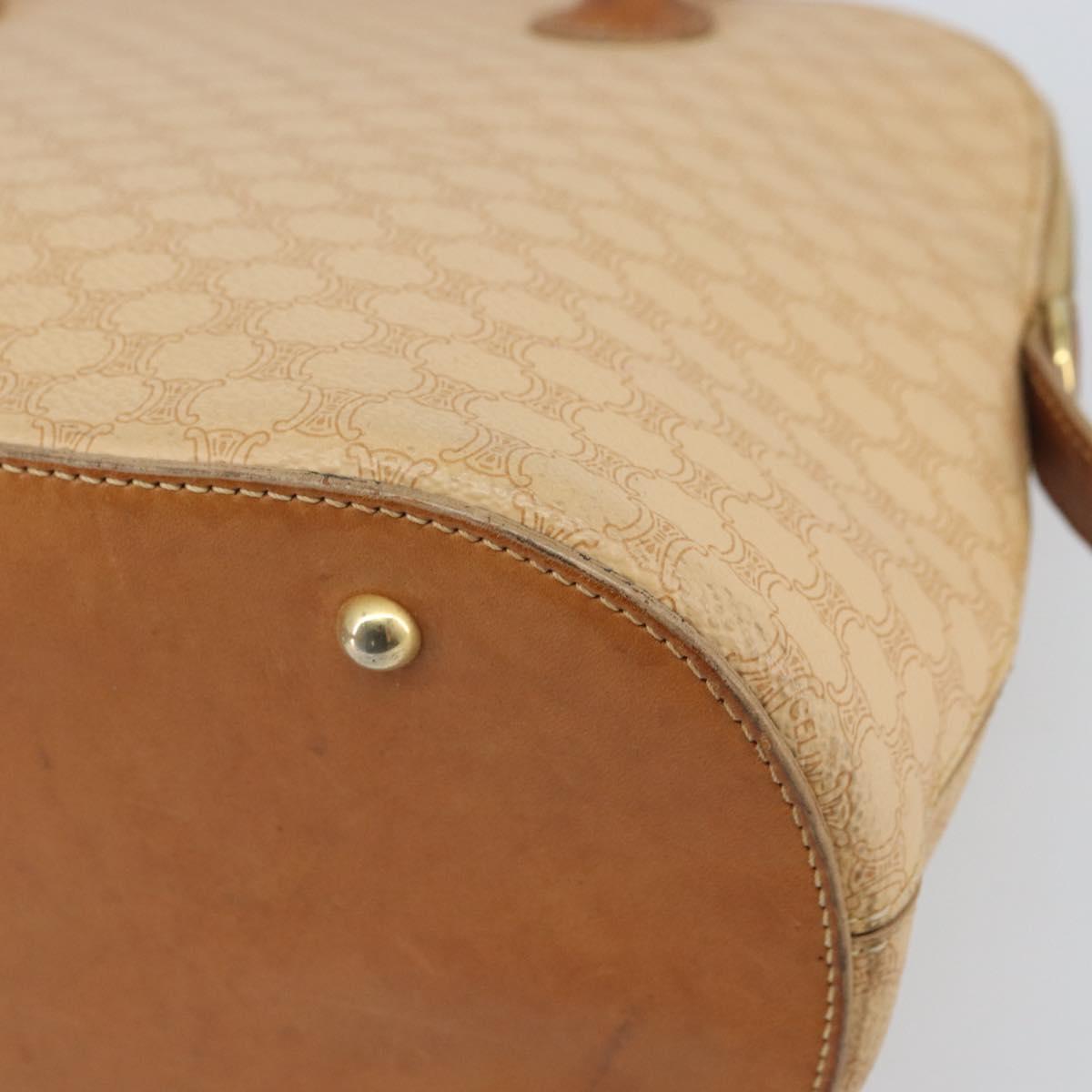CELINE Macadam Canvas Hand Bag PVC Beige Gold Auth 168604