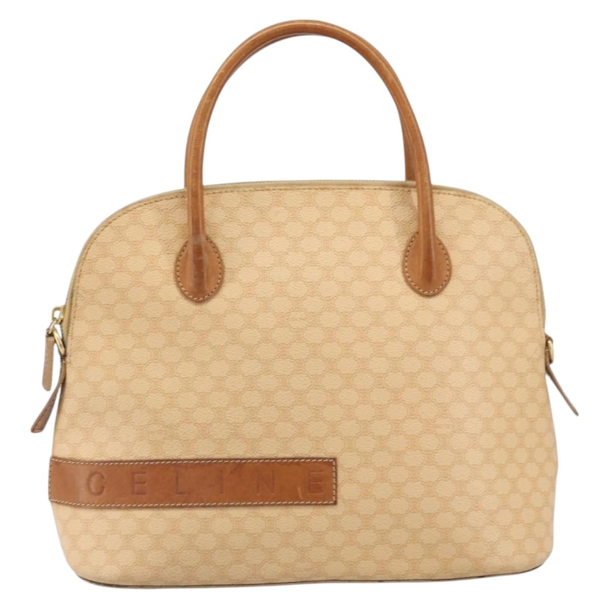 CELINE Macadam Canvas Hand Bag PVC Beige Gold Auth 168604