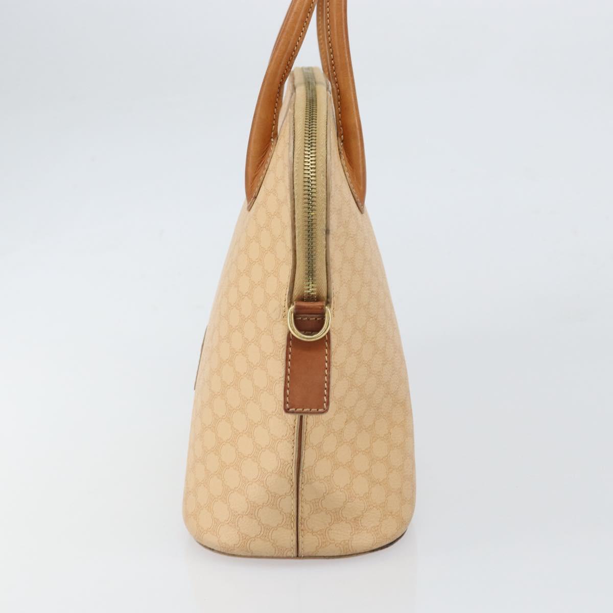 CELINE Macadam Canvas Hand Bag PVC Beige Gold Auth 168604