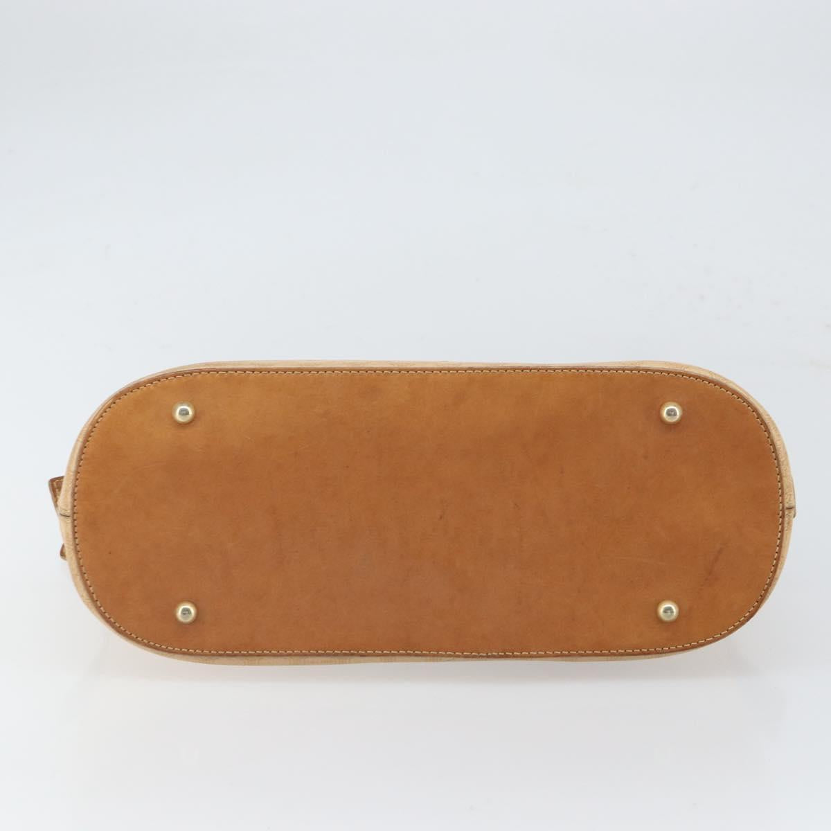 CELINE Macadam Canvas Hand Bag PVC Beige Gold Auth 168604