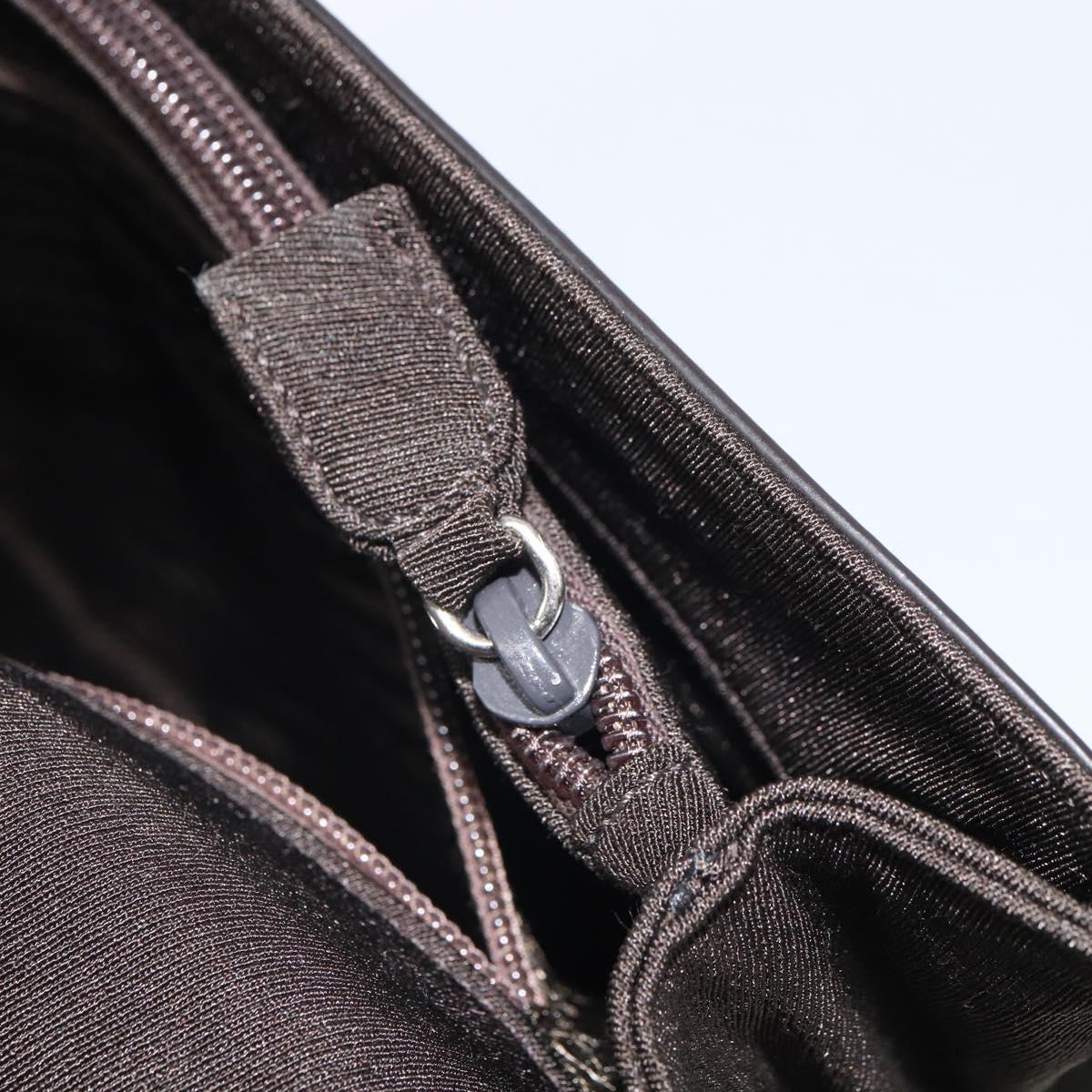 PRADA Hand Bag Cotton Khaki Silver Auth 168612