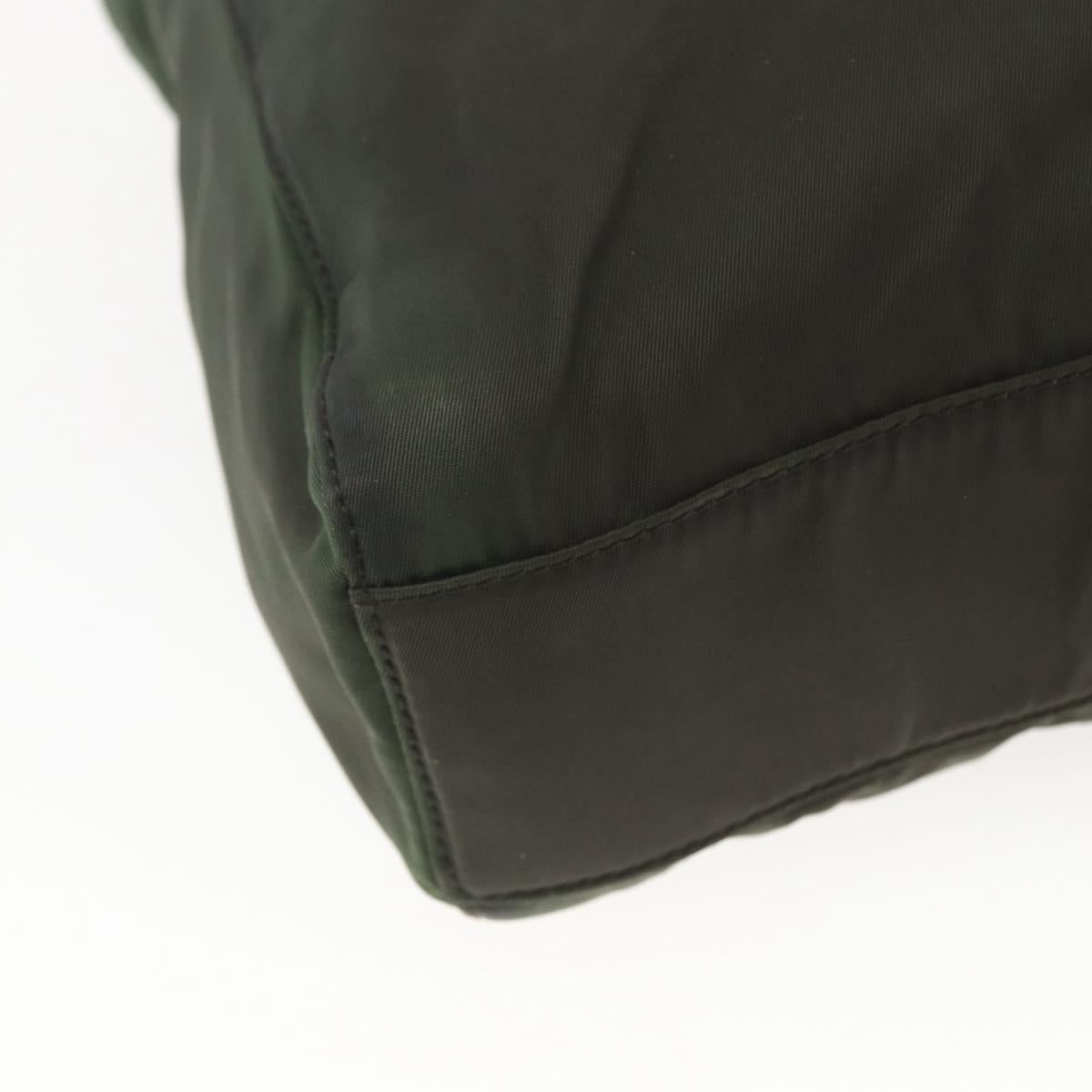 PRADA Chain Tote Bag Nylon Khaki Gold Auth 168613