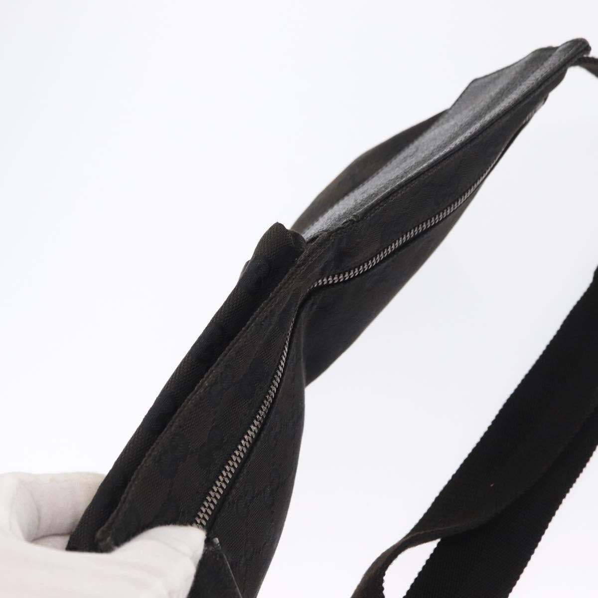 GUCCI GG Canvas Waist bag Black Silver 28566 Auth 168615
