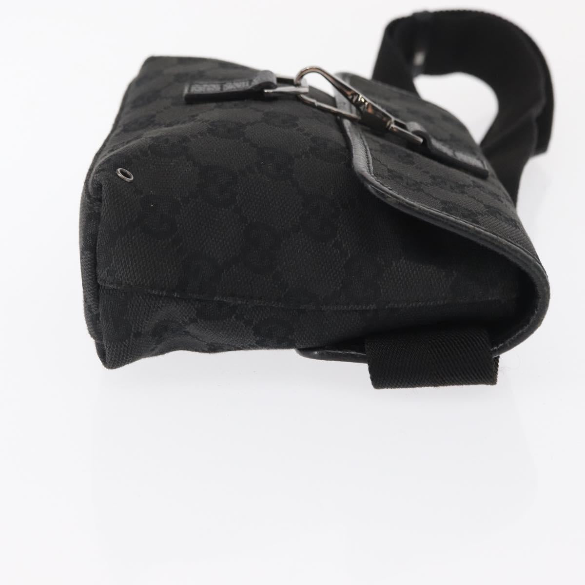GUCCI GG Canvas Jackie Waist bag Black Silver 92543 Auth 168617