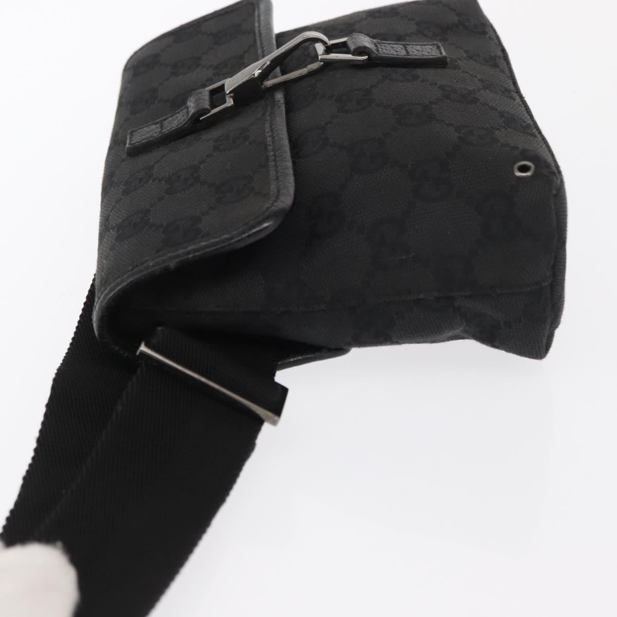 GUCCI GG Canvas Jackie Waist bag Black Silver 92543 Auth 168617