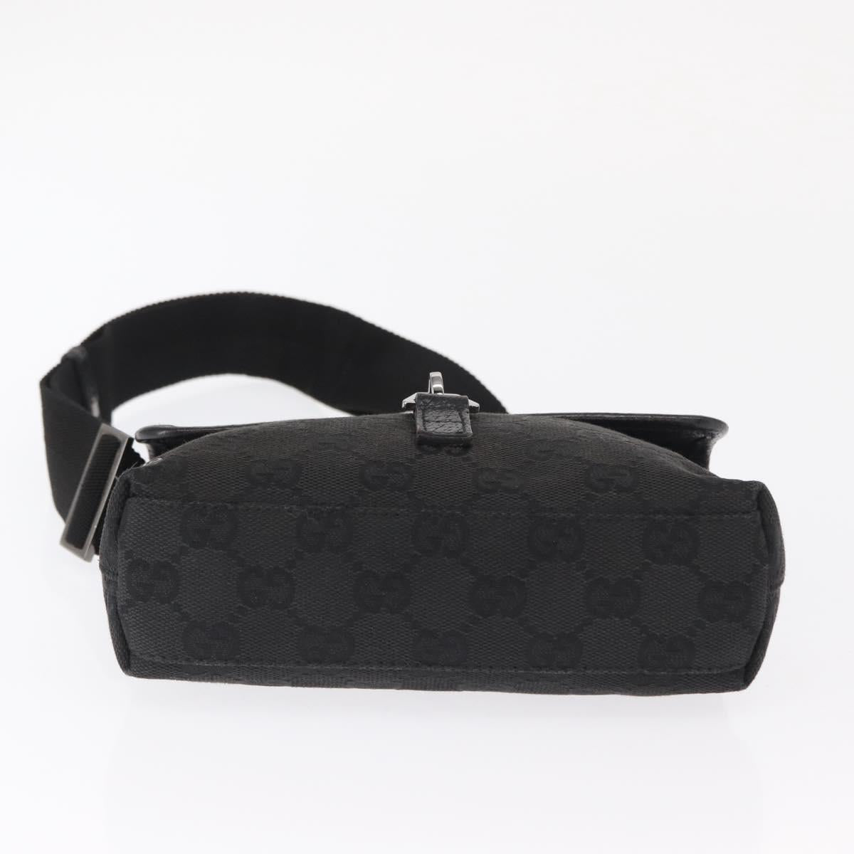 GUCCI GG Canvas Jackie Waist bag Black Silver 92543 Auth 168617