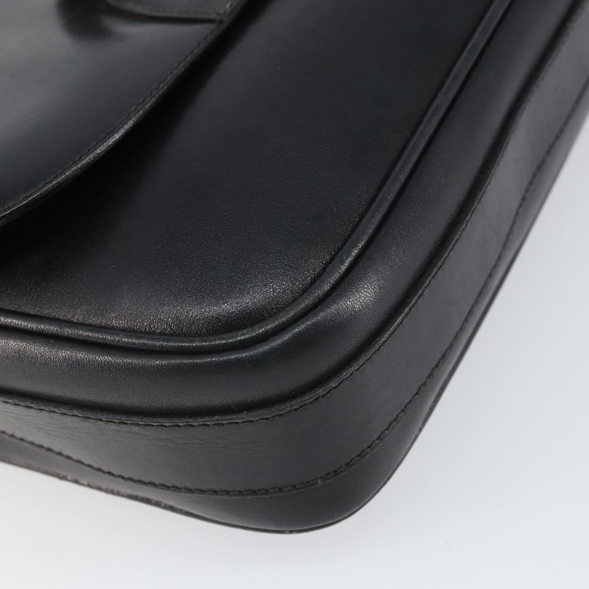 CELINE Shoulder Bag Leather Black Gold Auth 168618