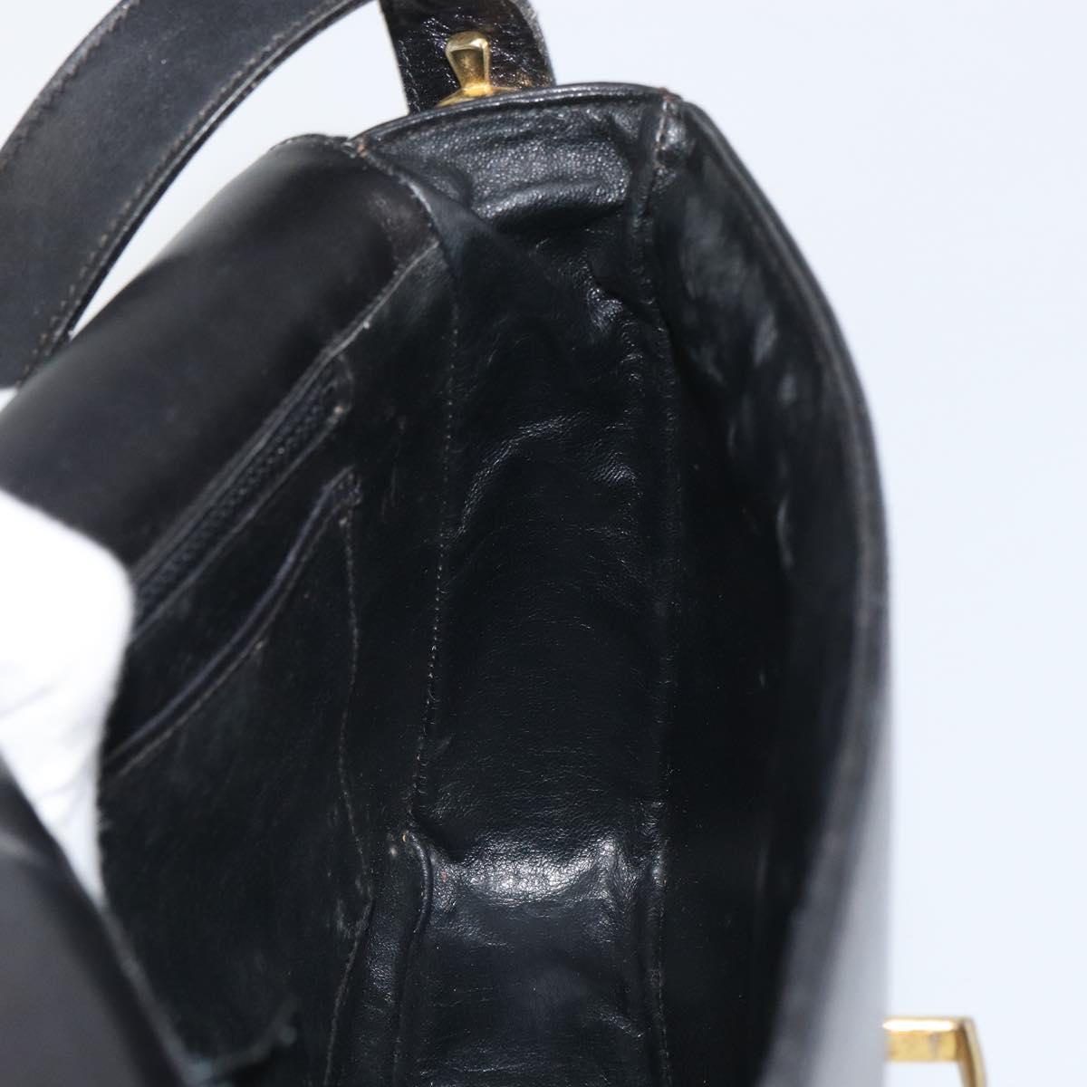 CELINE Shoulder Bag Leather Black Gold Auth 168618