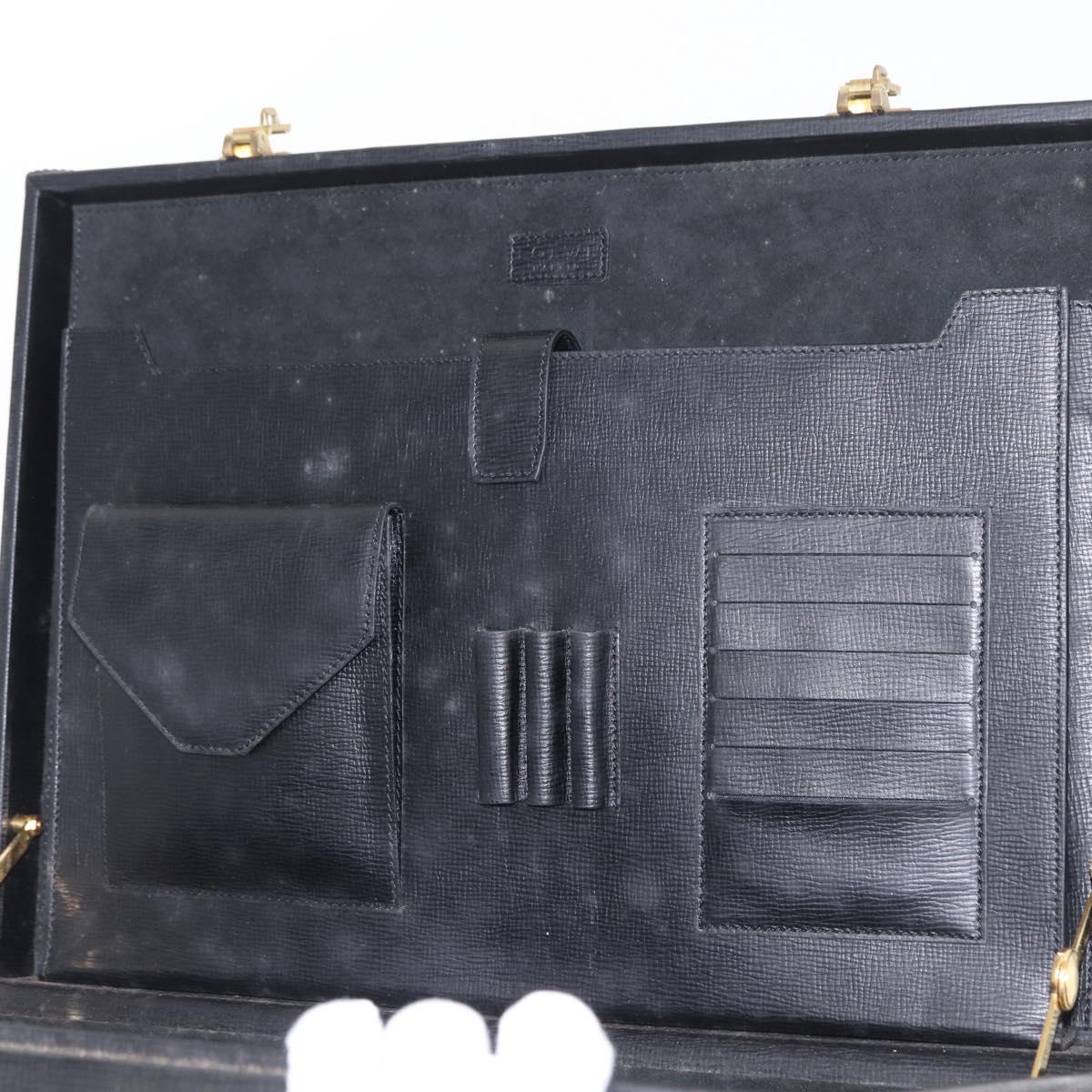 LOEWE Anagram Trunk Leather Black Gold Auth 168623