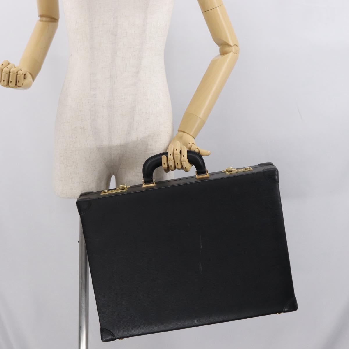 LOEWE Anagram Trunk Leather Black Gold Auth 168623