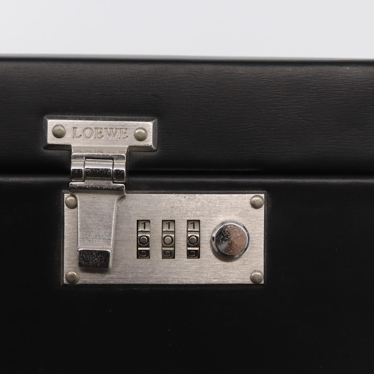 LOEWE Anagram Trunk Leather Black Silver Auth 168624