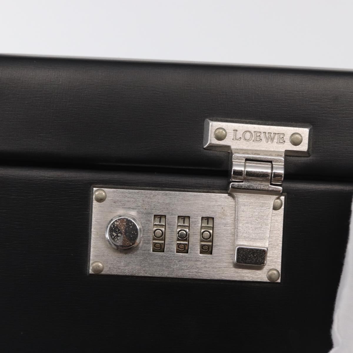 LOEWE Anagram Trunk Leather Black Silver Auth 168624
