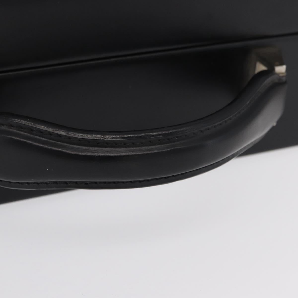 LOEWE Anagram Trunk Leather Black Silver Auth 168624