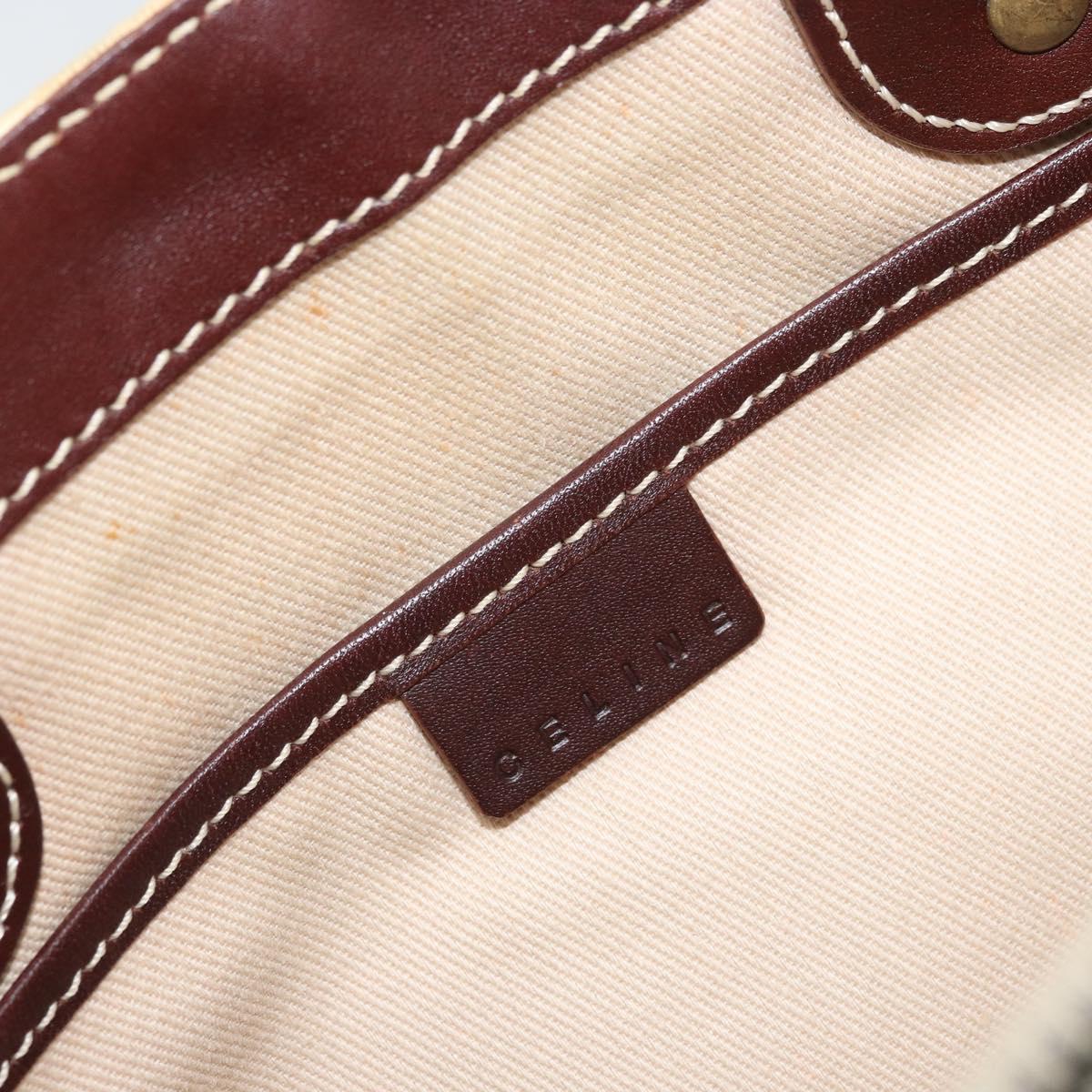 CELINE Macadam Canvas Hand Bag Beige Gold Auth 168626