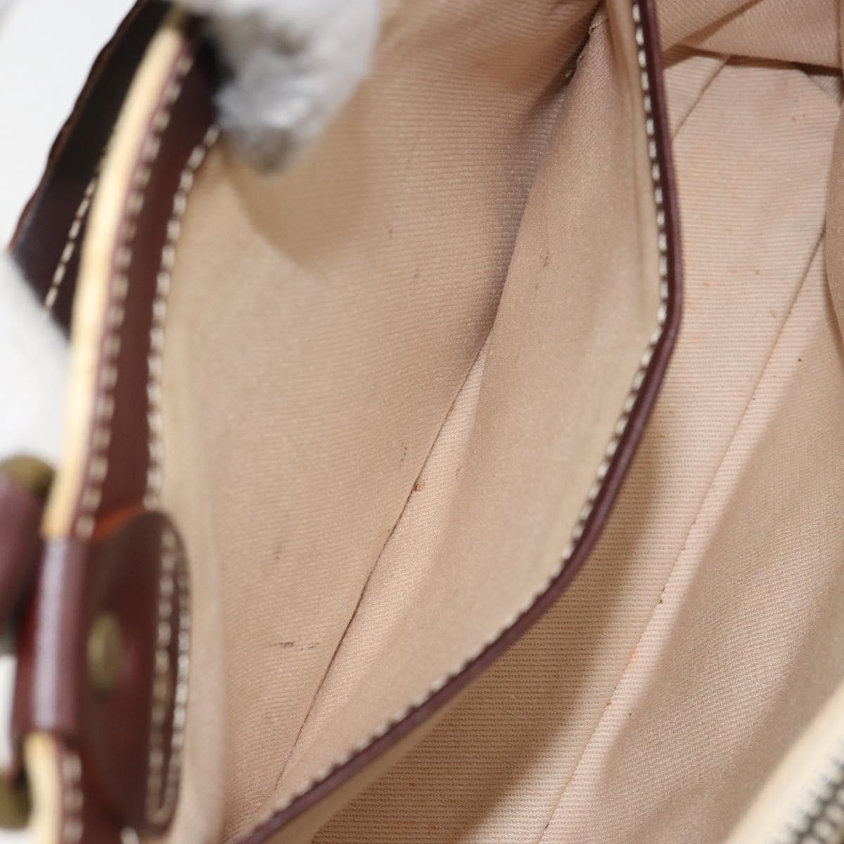 CELINE Macadam Canvas Hand Bag Beige Gold Auth 168626