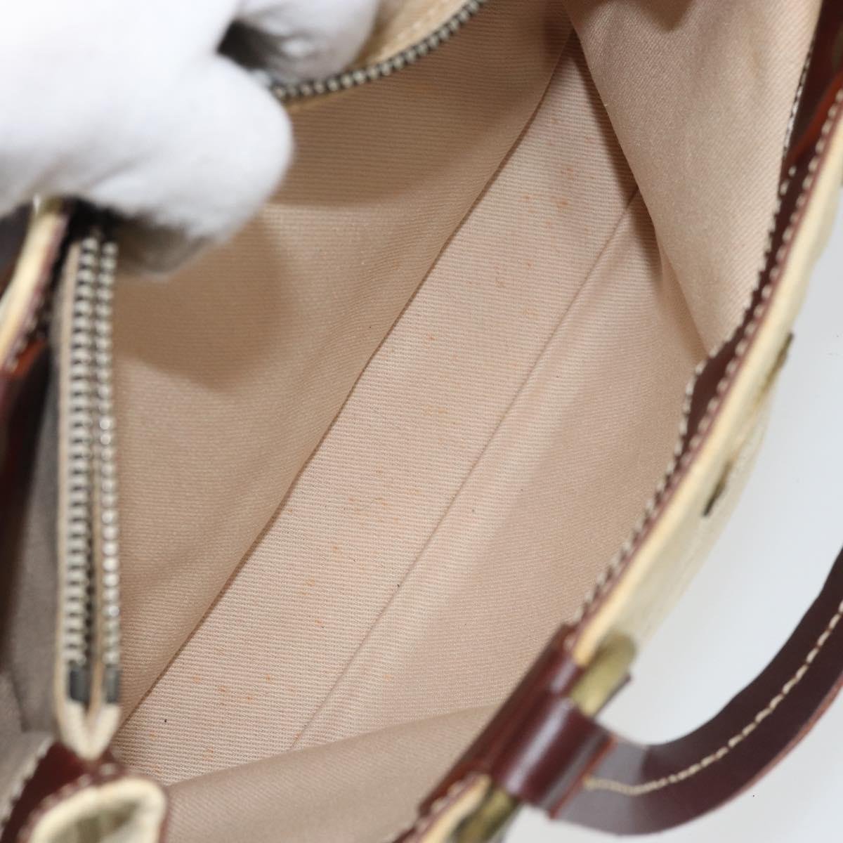 CELINE Macadam Canvas Hand Bag Beige Gold Auth 168626