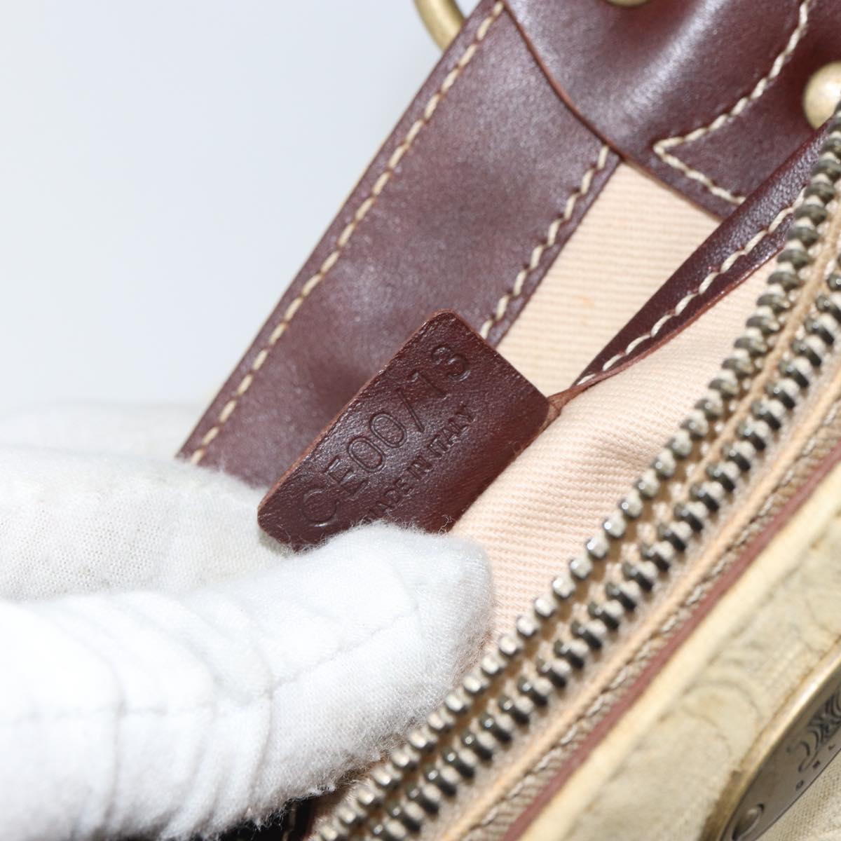 CELINE Macadam Canvas Hand Bag Beige Gold Auth 168626