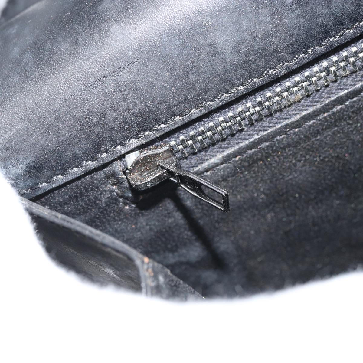 CELINE Shoulder Bag Leather Black Gold Auth 168658