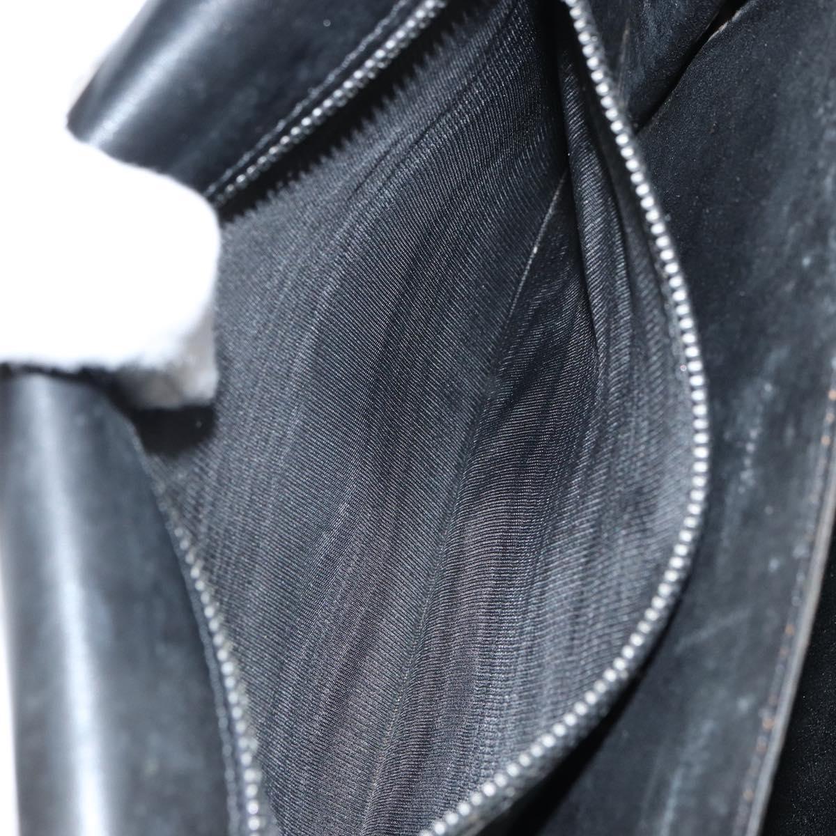 CELINE Shoulder Bag Leather Black Gold Auth 168658