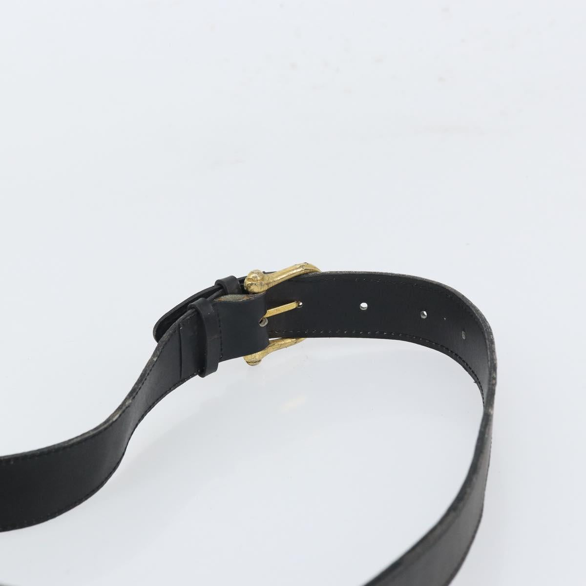 CELINE Shoulder Bag Leather Black Gold Auth 168658