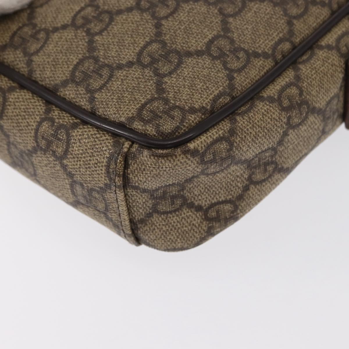 GUCCI GG Supreme Shoulder Bag PVC Beige Silver 101680 Auth 168664