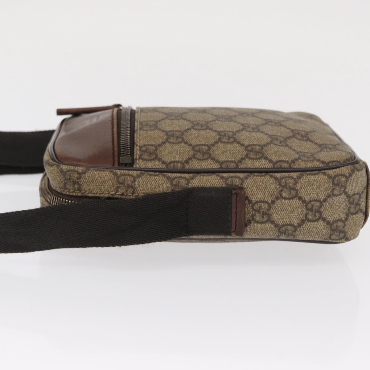 GUCCI GG Supreme Shoulder Bag PVC Beige Silver 101680 Auth 168664