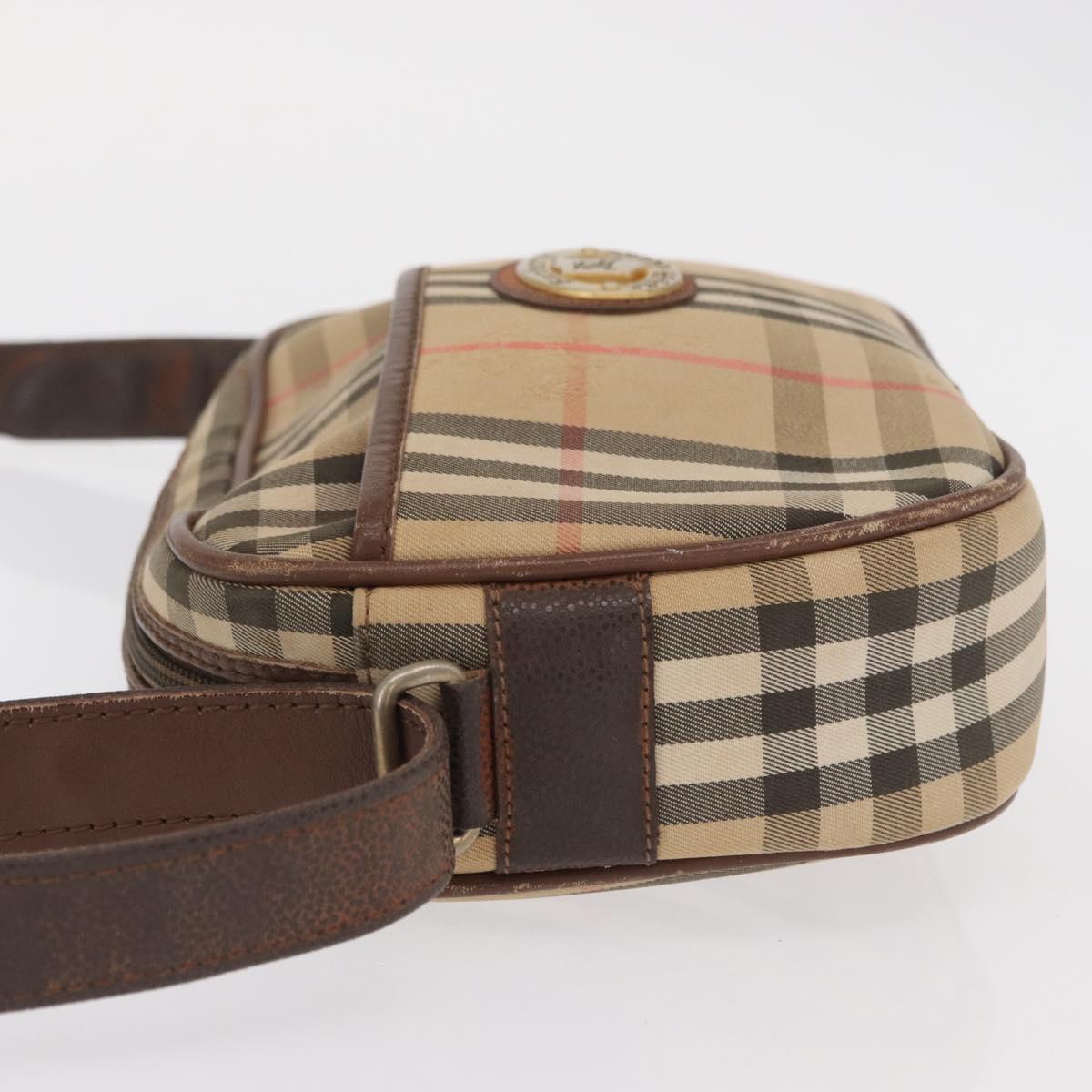 Burberrys Nova Check Shoulder Bag Canvas Beige Gold Auth 168666