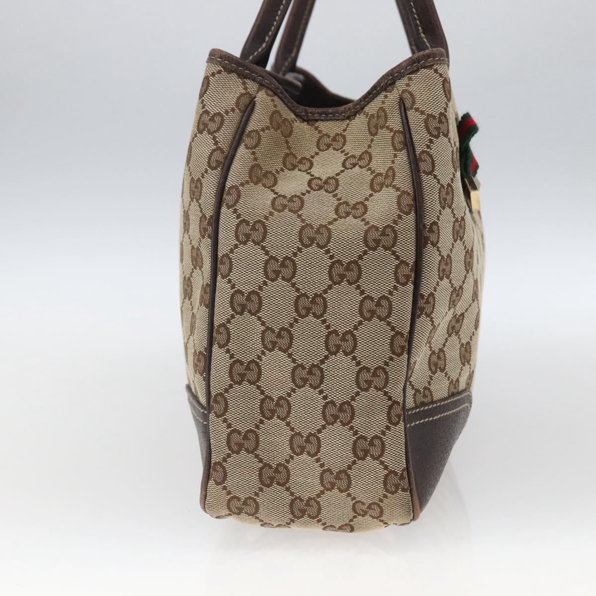GUCCI Pretty GG Canvas Web Sherry Line Hand Bag Beige Gold 163805 Auth 168668