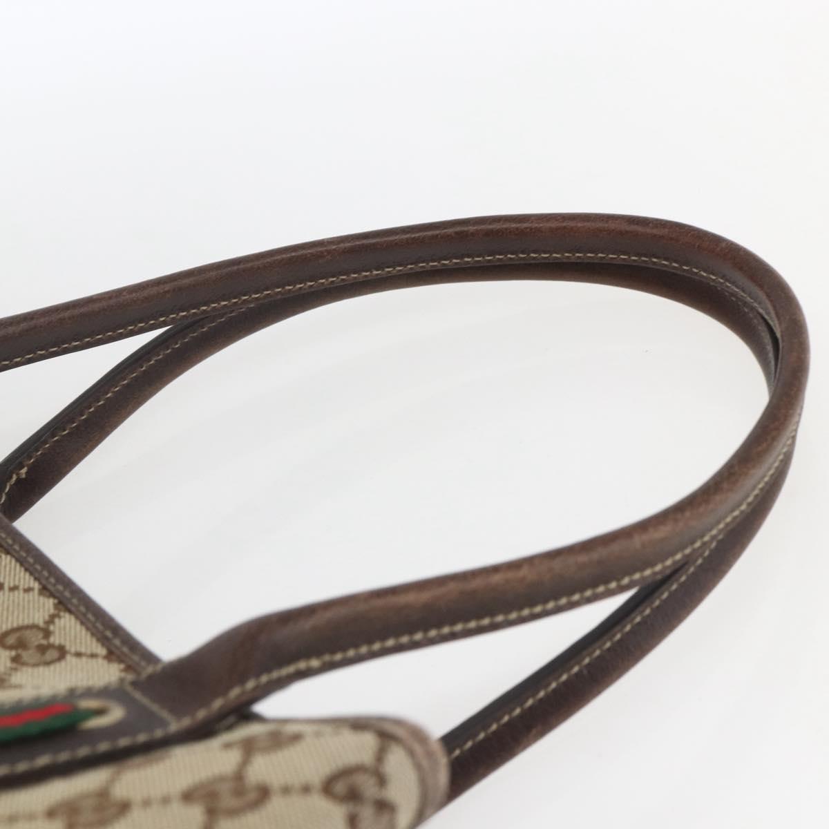 GUCCI Pretty GG Canvas Web Sherry Line Hand Bag Beige Gold 163805 Auth 168668