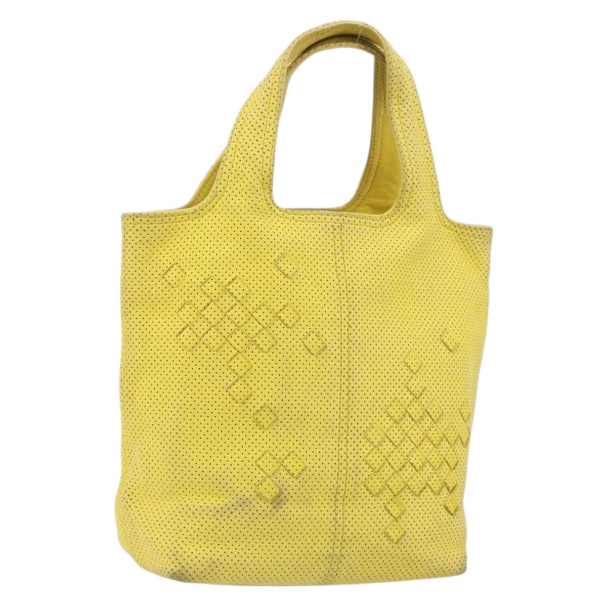 BOTTEGA VENETA INTRECCIATO Hand Bag Leather Yellow 143393 Auth 168672