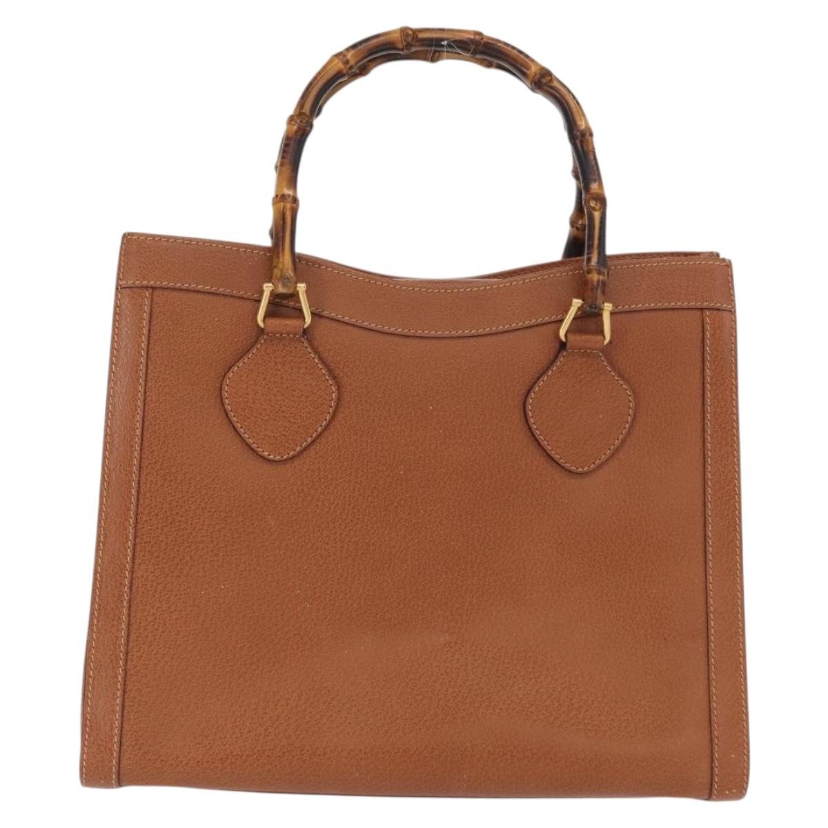 GUCCI Bamboo Tote Bag Leather Brown Gold 002 2853 0260 Auth 168674