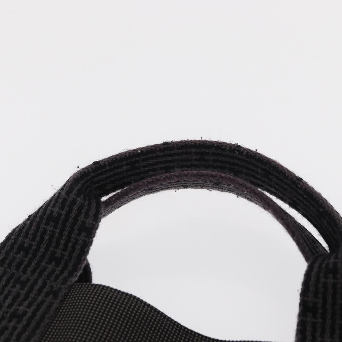 HERMES Her Line MM Hand Bag Canvas Gray Silver Auth 168679
