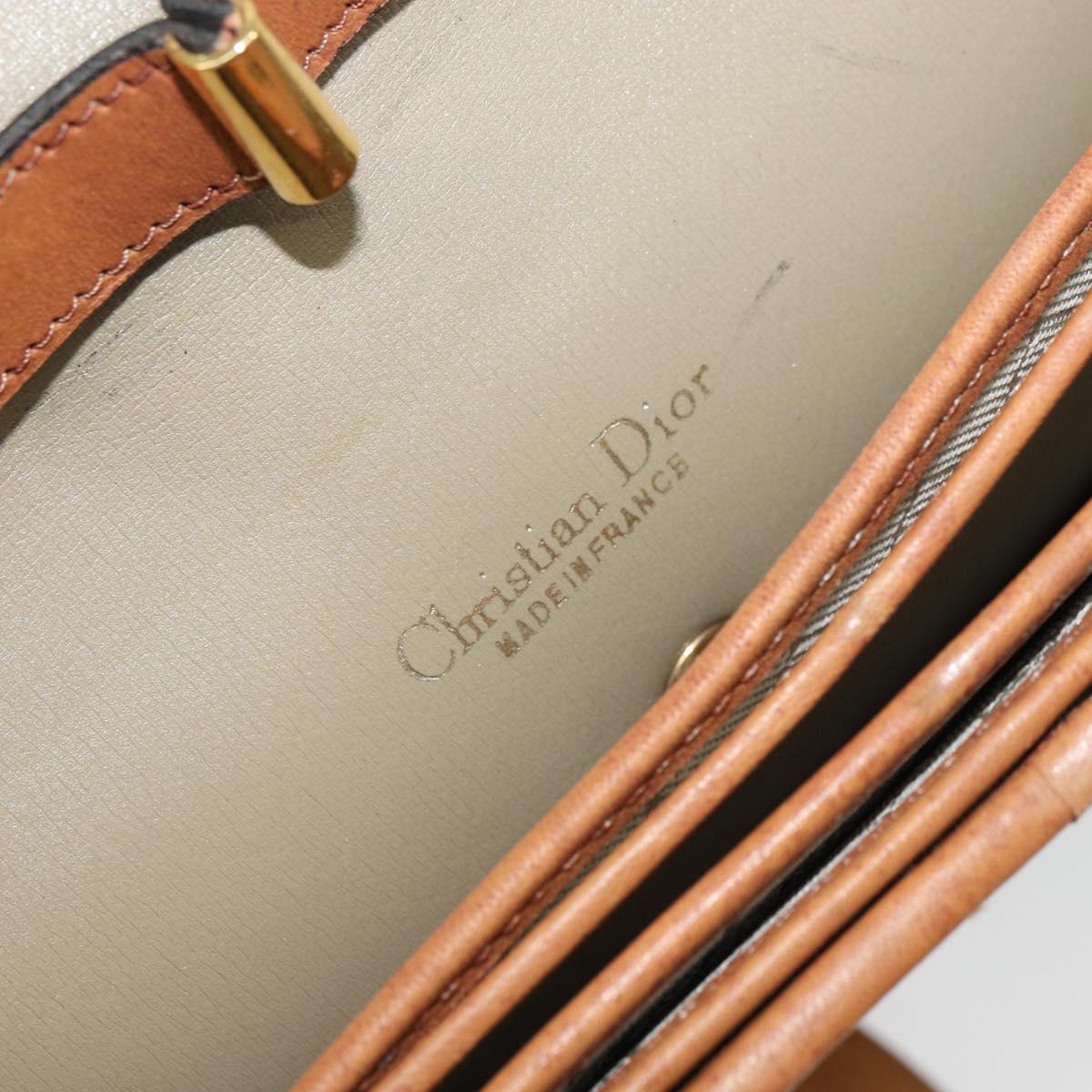 Christian Dior Honeycomb Canvas Shoulder Bag PVC Beige Gold Auth 168691