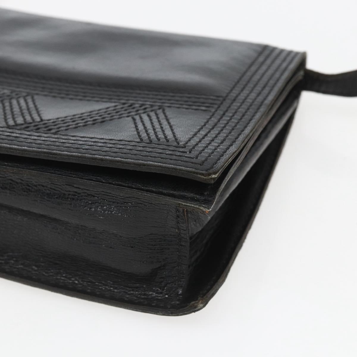 SAINT LAURENT Shoulder Bag Leather Black Gold Auth 168693