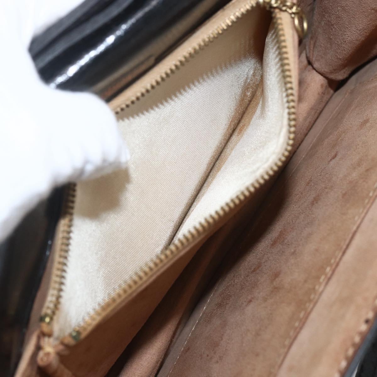 SAINT LAURENT Shoulder Bag Leather Black Gold Auth 168693